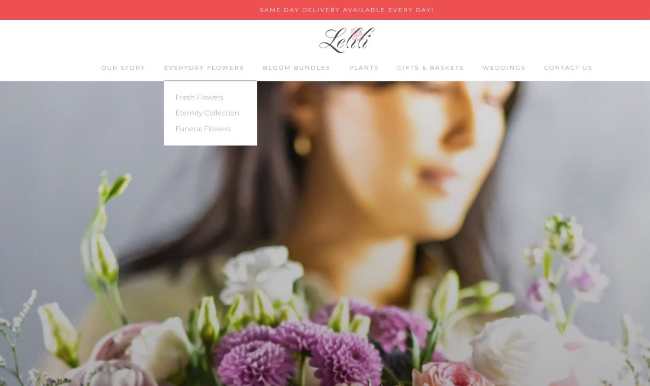 The desktop view of the header and menu.